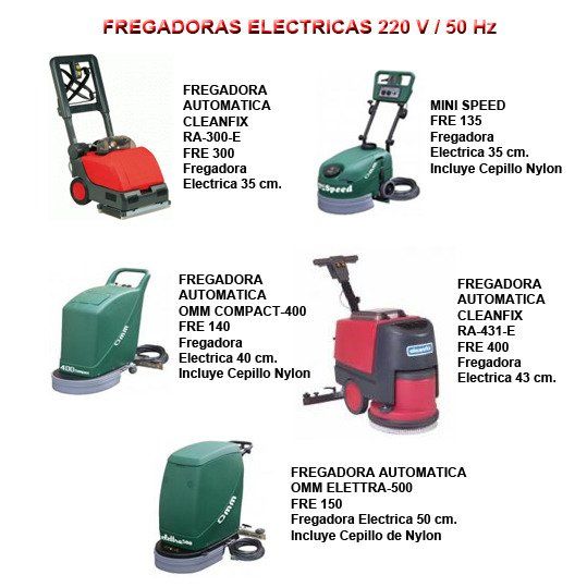 Fregadoras Electricas 220 V / 50 Hz