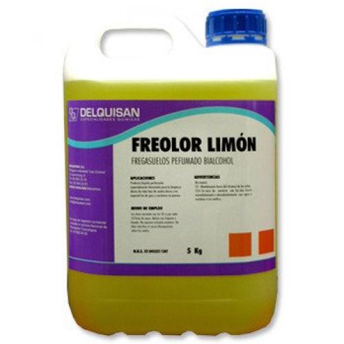 FREOLOR LIMON . Detergente perfumado para la limpieza y desodorización de suelos con aroma limón. Garrafa de 5 Kg.
