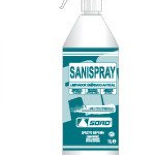 SANISPRAY. Limpiador energético antical. Efecto espuma. Elimina depósitos calcáreos manchas de óxido, restos de grasas y proporciona alto brillo. Aplicable en cualquier superficie no porosa del baño. Botella de 1 Kg.