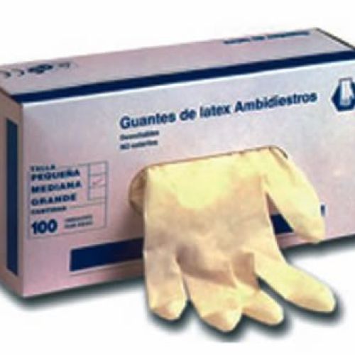 Ref. 03201. Guantes Látex. Talla Pequeña.  Ref. 03202. Guantes Látex. Talla Mediana.  Ref. 03203. Guantes Látex. Talla Grande. Ligeramente empolvados. No estériles. Látex Natural. Ambidiestros. Un solo uso.  Presentados en dispensadores con 100 unid.