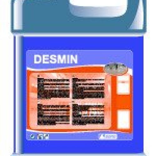 DESMIN . DESENGRASANTE especial para manchas de origen mineral. Idóneo para la limpieza de suelos con máquinas automáticas. Posee control de espuma. Garrafa de 5 Kg.