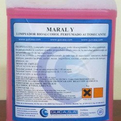 MARAL Y, Detergente bio – alcohol todo uso, Caja de 4 garrafas de 5 Lts.