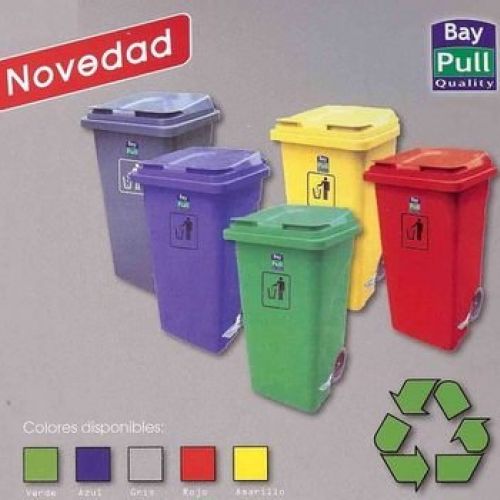 Cubo basura plastico comunidad con tapa 100 Litros Rojo