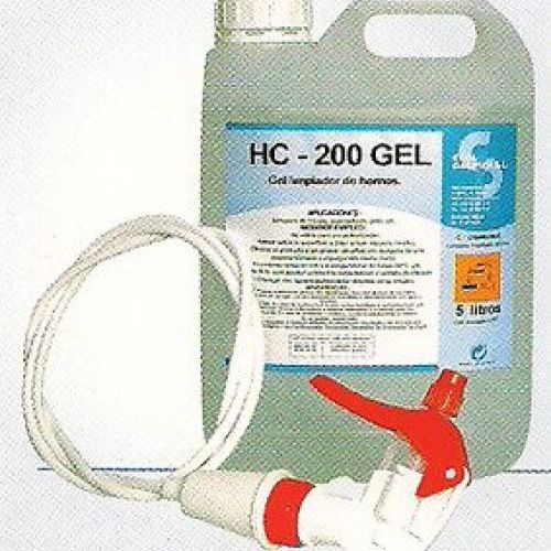 HC 200 GEL  Gel limpiador de hornos.  Caja de 4 garrafas de 5 Lts. + 1 Pulverizador especial.