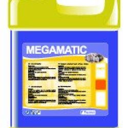 MEGAMATIC Detergente líquido, para el lavado en máquinas lavavajillas, especial aguas medias.Gran poder desengrasante y emulsionante de todo tipo de suciedad. Alto contenido en secuestrantes. Garrafa 6 Kg.