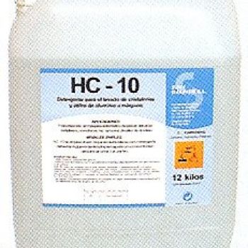 HC 10 Detergente especial para Aluminio y Cristal. Garrafa de 6 y 23 Kg.