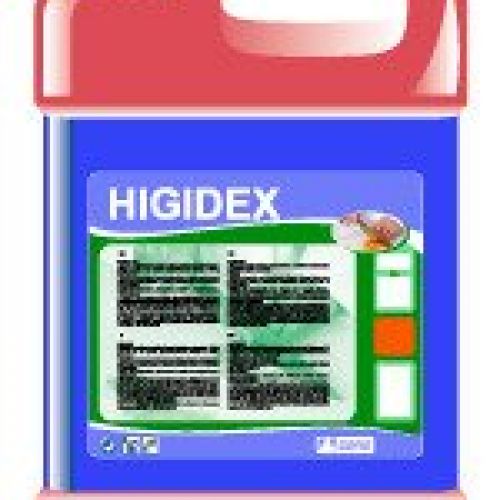 HIGIDEX  Limpiador desengrasante áreas alimentarias. Especial áreas en contacto con alimentos.Idóneo para superficies muy sucias y grasientas. Garrafa de 5 Kg.