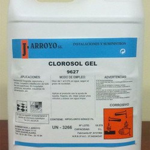 CLOROSOL – GEL, Limpiador clorado efecto desinfectante, Caja  4 garrafas de 5 Lts.