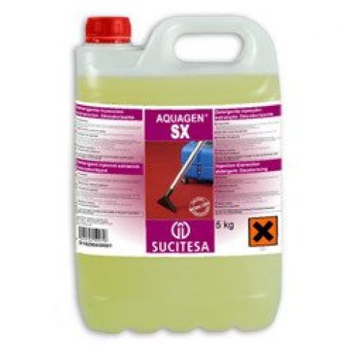 AQUAGEN SX. Detergente desodorizante para maquinas inyeccion – extracción. Garrafas de 5 Lts.	