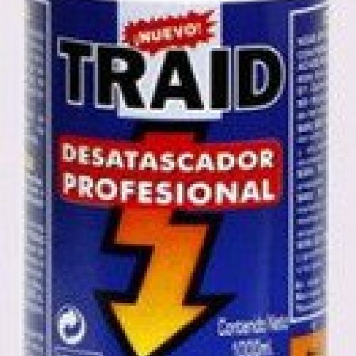 TRAID  Producto para eliminar  atascos en desagües y tuberías.  Uso exclusivo profesional. Bote de 1 y 2 Kg.