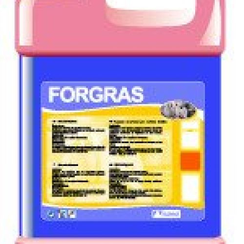 FORGRAS Desengrasante energético concentrado, para utilizar en frío. Gran poder emulsionante de grasas y aceites.Especial superficies muy sucias de aceites, grasas y humos. Utilizar en hornos, planchas, baldosas, armarios, etc.Garrafa de5 Kg.