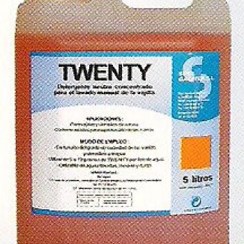 Twenty  Gel lavavajillas manual neutro 20% conc. Garrafa de 5 Lts.