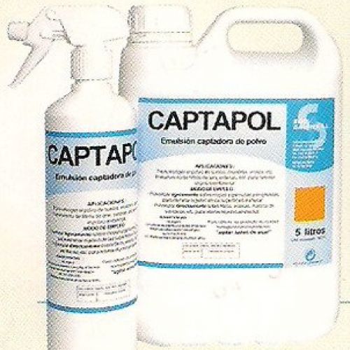 CAPTAPOL . Emulsión captadora de polvo. Botella de 0,750 Lts. y Garrafa de 5 Lts.