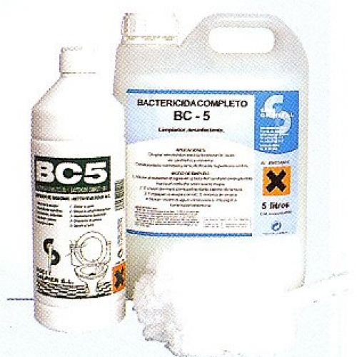 BC-5. Enérgico limpiador antigérmenes y desincrustante para WC y urinarios. Botella de 1 Lt. y Garrafa de 5 Lts.
