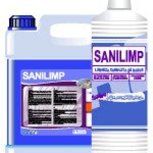 SANILIMP. Limpieza completa de baños. Detergente anticalcáreo, aplicable a cualquier superficie del baño, incluido el suelo. Perfuma prolongadamente, dejando un aroma fresco y agradable. Botella de 1,5 Kg. y garrafas de 5 Kg.